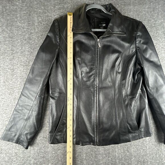 East 5th Leather Jacket Womens Sz L Black Full Zip Lined Moto Street Fashion - Picture 10 of 12